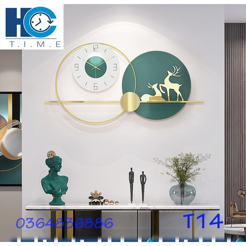 Đồng hồ treo tường trang trí decor T14 kích thước 80 x 40 cm