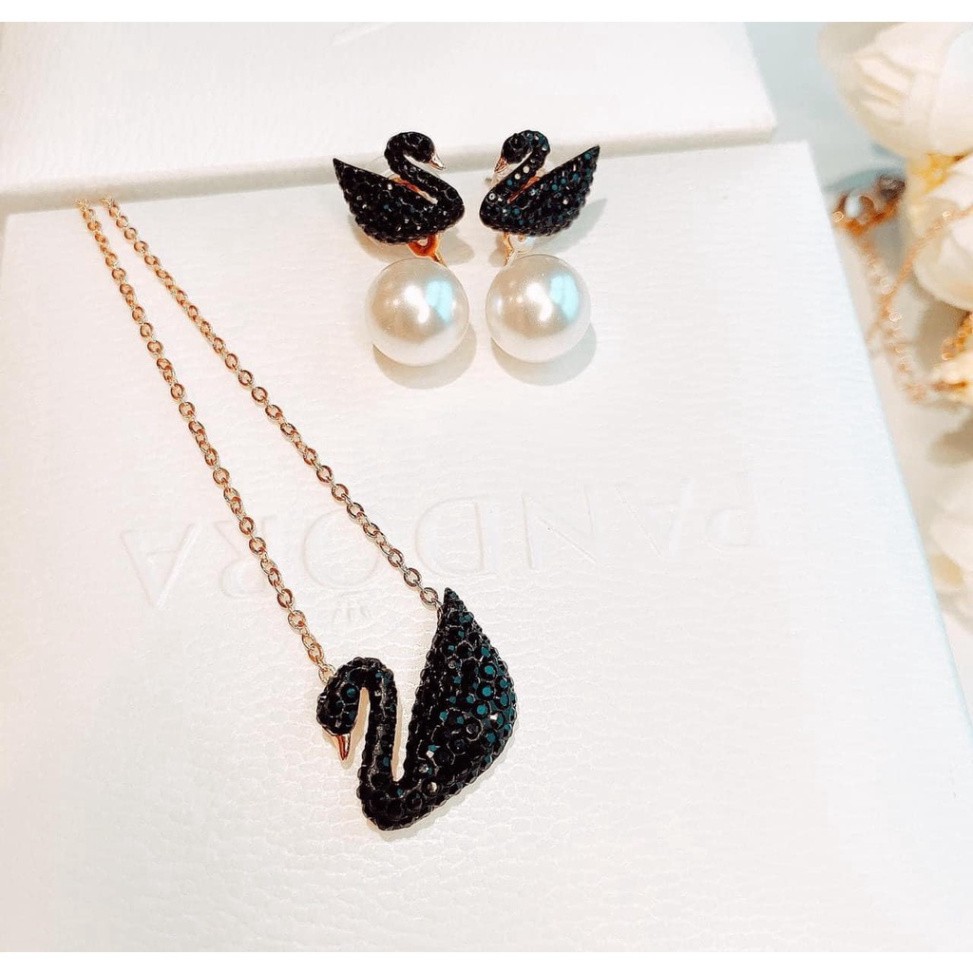 ĐỦ BILL - Khuyên Tai Thiên Nga Đen Swarovski - BÔNG TAI