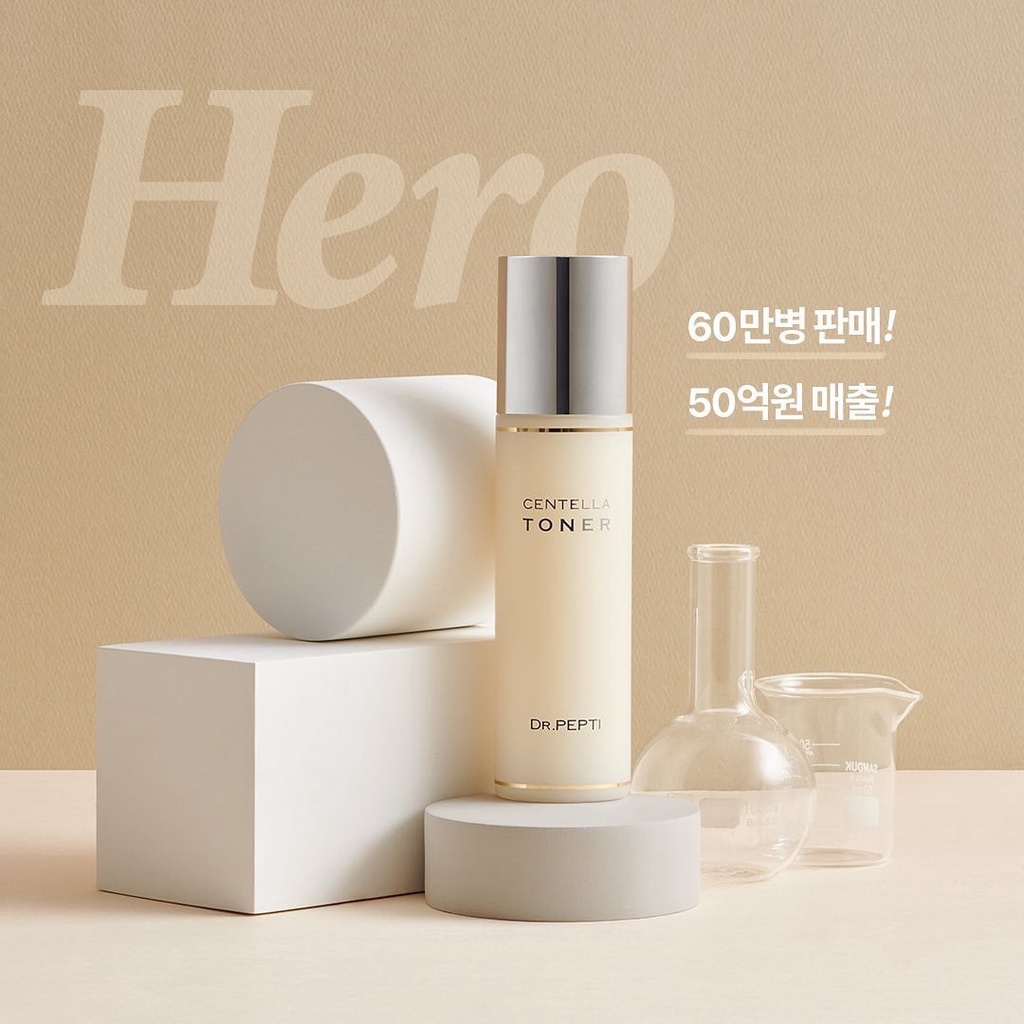 Nước hoa hồng Dr.Pepti+ Centella làm dịu, dưỡng sáng da giúp da căng bóng 180ml Dhcosmetic