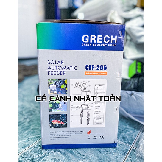 MÁY HẸN GIỜ CHO CÁ KOI ĂN TỰ ĐỘNG NĂNG LƯỢNG MẶT TRỜI GRECH CFF 206