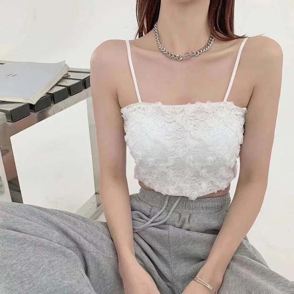 Áo Lót Ren Hoa Hai Dây Hở Lưng Có Mút Đệm Ngực Dành Cho Nữ