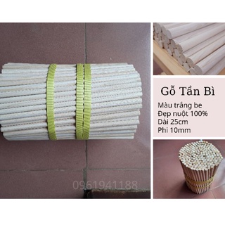 Thanh gỗ tròn dài 25cm , phi 10mm gỗ tần bì