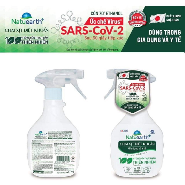 Chai Xịt diệt khuẩn Natuearth - Ức chế Virus SARS-CoV-2 (Chất lượng Nhật Bản)