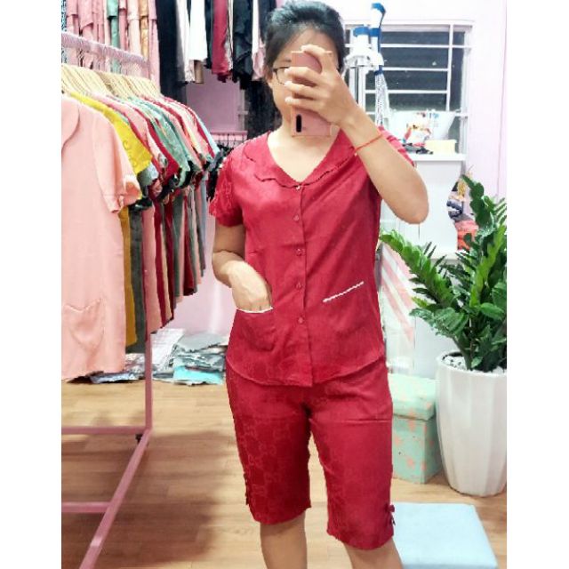 Bộ ngố lụa gấm nohk họa tiết GC