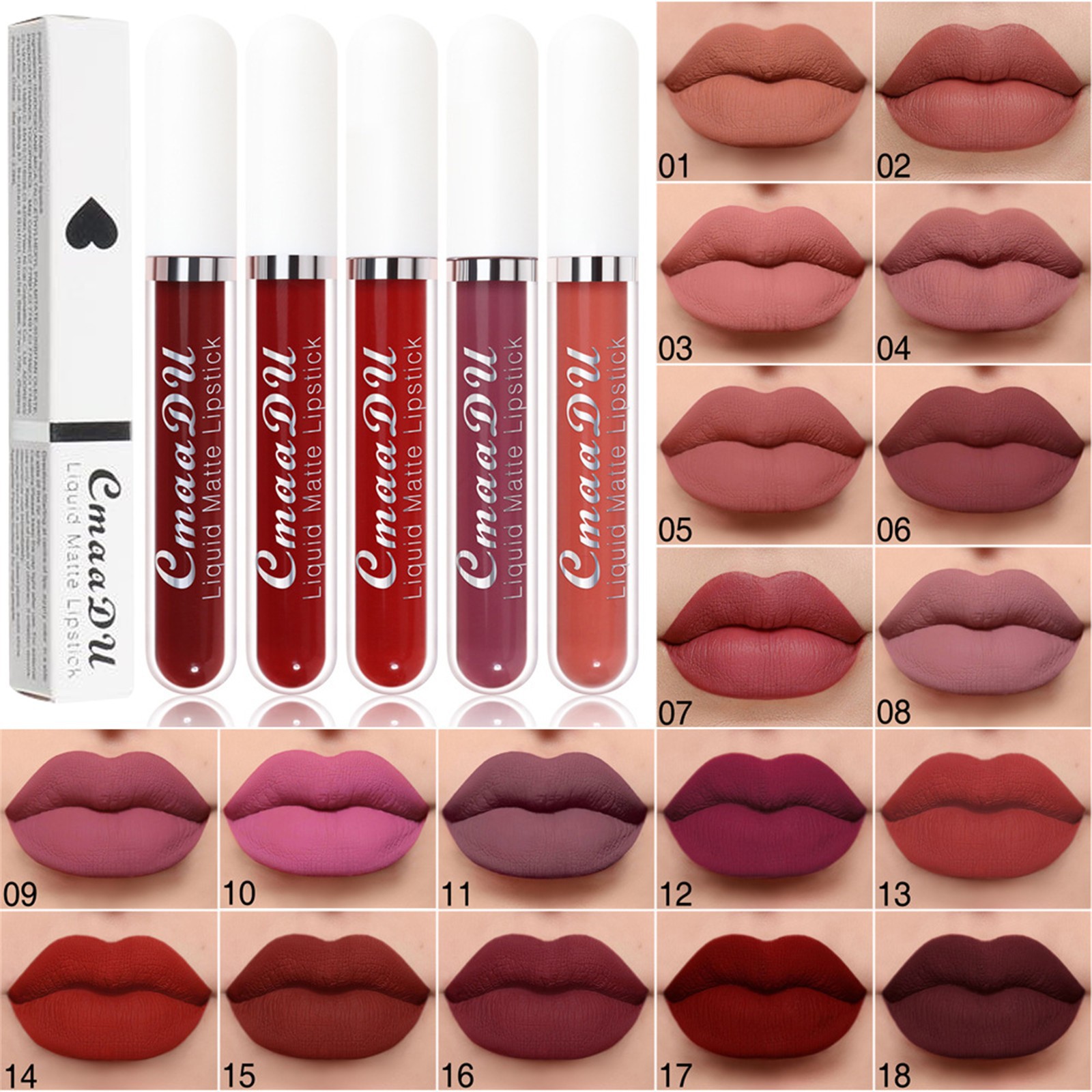 (Hàng Mới Về) Son Kem Lì Chống Thấm Nước 18 Màu Sắc Tùy Chọn | BigBuy360 - bigbuy360.vn