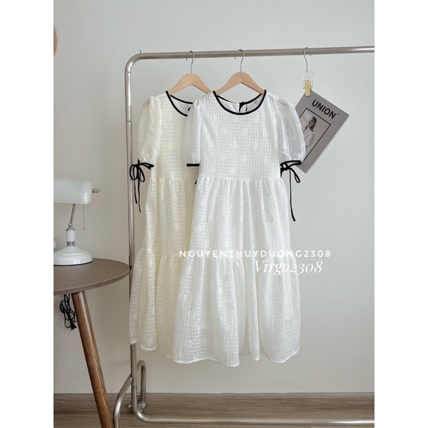 [HÀNG SẴN]VÁY- ĐẦM BABYDOLL HOA NỔI VIỀN ĐEN 2 LỚP “DARA DRESS”