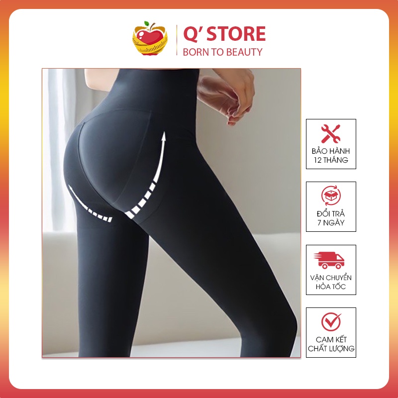 Quần Legging Nữ HOT Khuy Gen Bụng-Nâng Mông Co Giãn 4D, Dài Lửng Đùi, Túi Xinh Siêu Hót