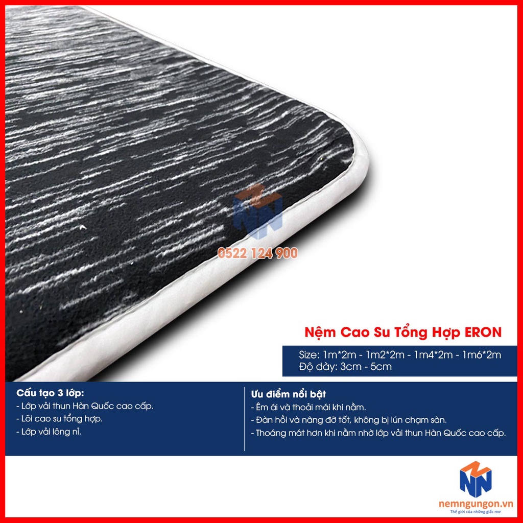 Nệm cao su trải sàn 3 lớp Eron dày 3cm - Êm ái và thoáng mát cao