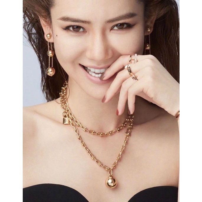 CARTIER Vòng cổ Thép Titan Mặt Chữ C Thời Trang Cho Nam Nữ
