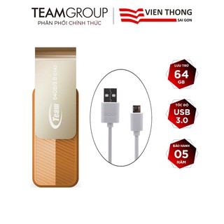 Mua USB 3.0 Team Group C143 64GB nắp xoay 360 + Cáp micro USB tròn Romoss