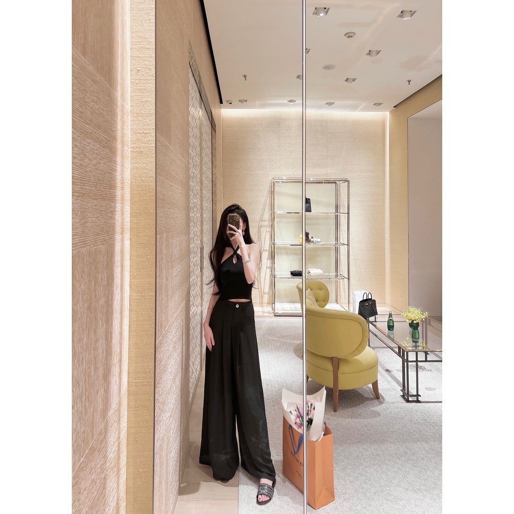 Cocory vn Áo Croptop Sát Nách Thiết Kế Dây Đan Chéo Quyến Rũ 3 Màu Sắc