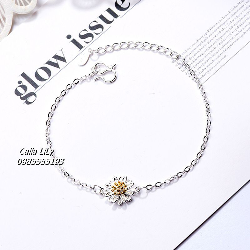 [FreeShip]Lắc Chân Bạc Ý 925 Hoa Cúc Họa Mi