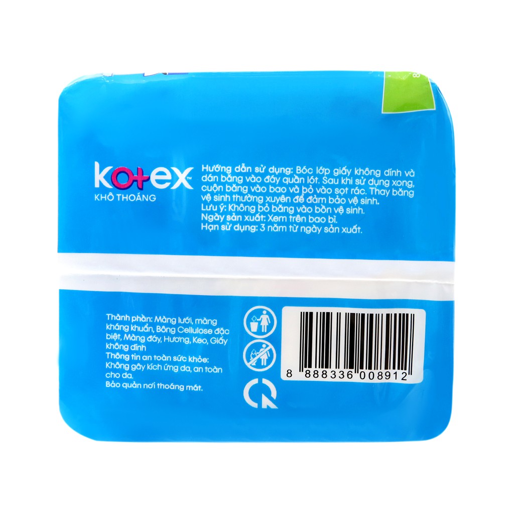 Băng vệ sinh Kotex khô thoáng Maxi không cánh 8 miếng