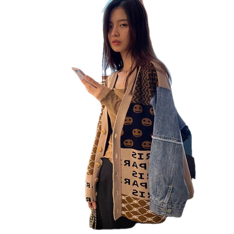 Áo Khoác Cardigan Dệt Kim Tay Dài Dáng Rộng Thiết Kế Phong Cách Hồng Kông Dễ Phối Đồ Cho Nữ