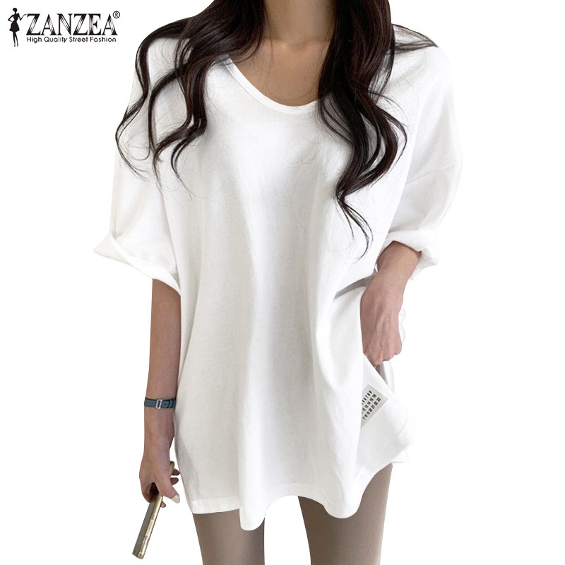 Áo thun Zanzea tay ngắn xẻ tà thời trang dành cho nữ