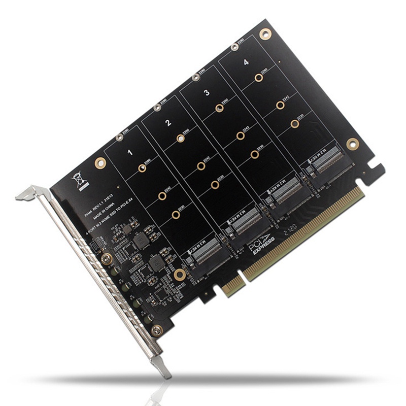 Card Mở Rộng 4 Chân NVME RAID PCI-E X16 Dapter Hỗ Trợ Thẻ Mở Rộng M. 2 NVME Giao Thức SSD M.2 Thiết Bị PCI-E
