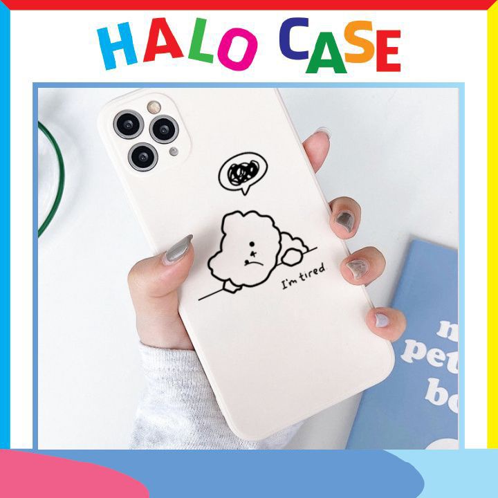 Ốp lưng iphone cạnh vuông Gấu ti.red 5/5s/6/6plus/6s/6splus/7/7plus/8/8plus/x/xr/xs/11/12/pro/promax - Halocase