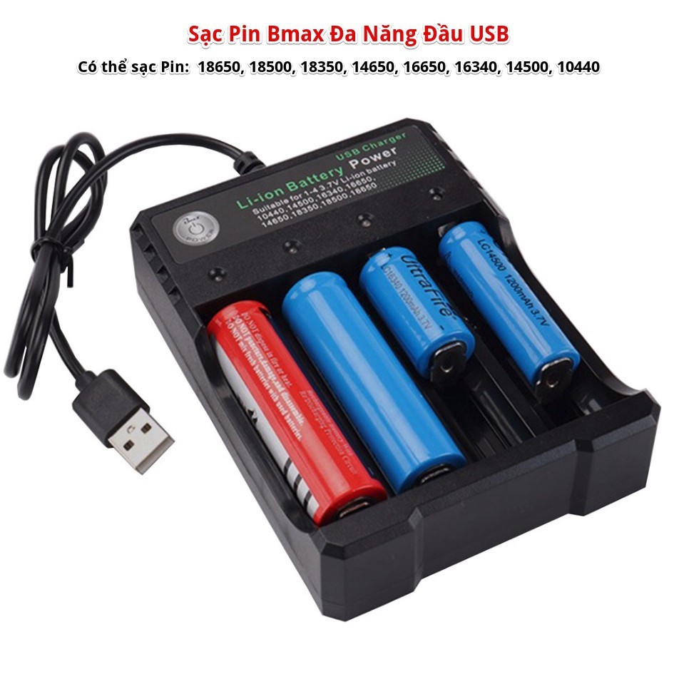 Sạc 4 pin 18650 đa năng