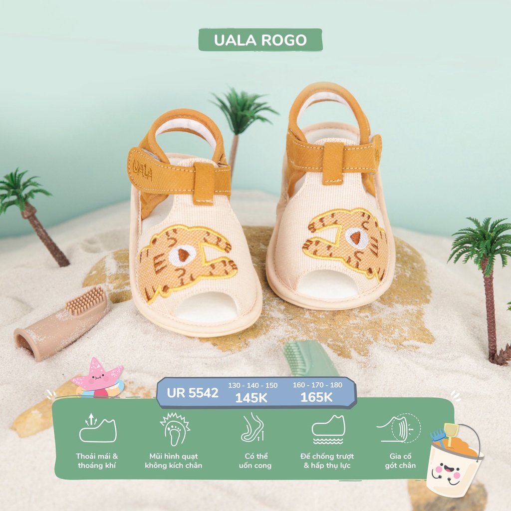UALA ROGO - Giày tập đi bé trai hổ con nhảy nhót chuẩn y khoa đế cao su non chống trơn trượt siêu mềm nhẹ