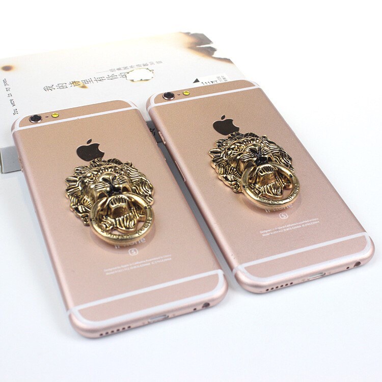 Nhẫn Đỡ Điện Thoại Bằng Đồng Hình Đầu Sư Tử Phong Cách retro Cho iphone samsung huawei xiaomi oppo Giá Đỡ