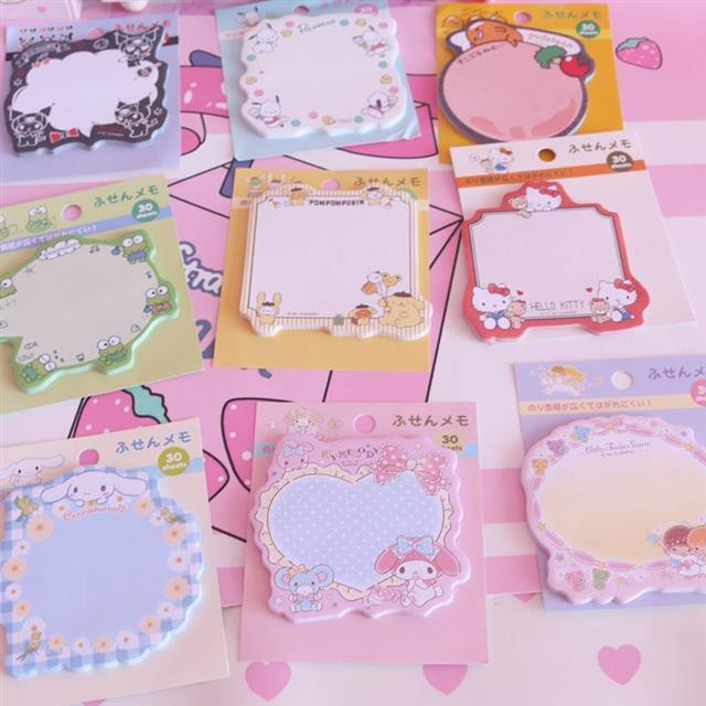 SANRIO Set 30 tờ giấy ghi chú họa tiết hoạt hình dễ thương