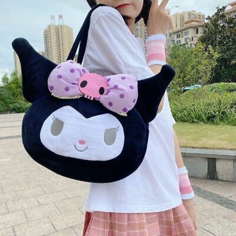 Áo hoodie cardigan &amp; túi xách Kuromi Harajuku cho nữ