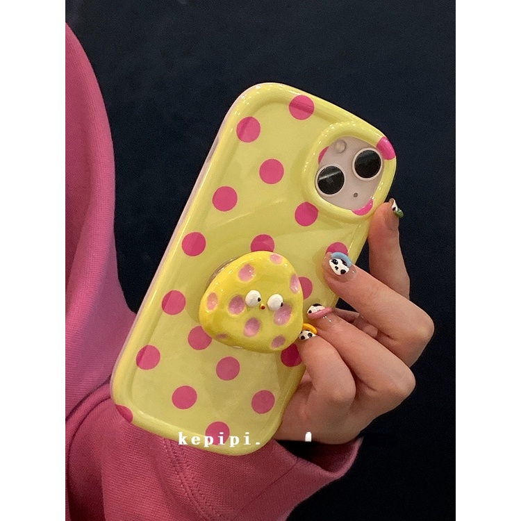 Ốp Điện Thoại Dẻo Họa Tiết Chấm Bi Dễ Thương Kèm Giá Đỡ Nhẫn Cho iPhone13promax Apple 12 Phone Case 11 / 14