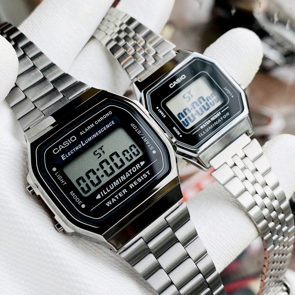 Đồng hồ cặp couple CASIO mặt vuông dây thép