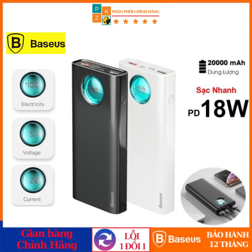 Pin sạc dự phòng 20.000mAh Baseus Amblight Quick Charger 3.0, Chính hãng bảo hành 24 tháng