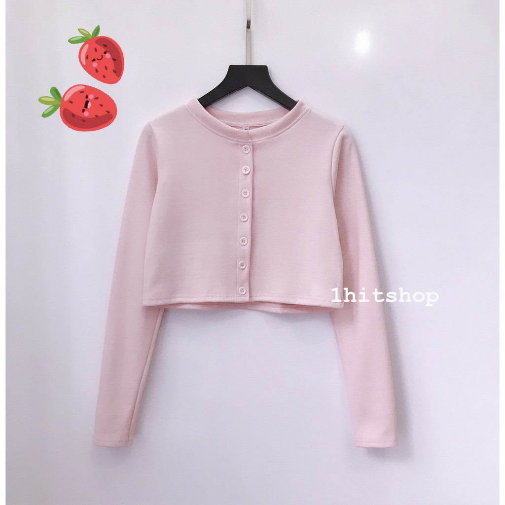 [ Mã FAGREEN55 giảm 10% tối đa 30K đơn 99K] Áo croptop dài tay phối khuy cá tính