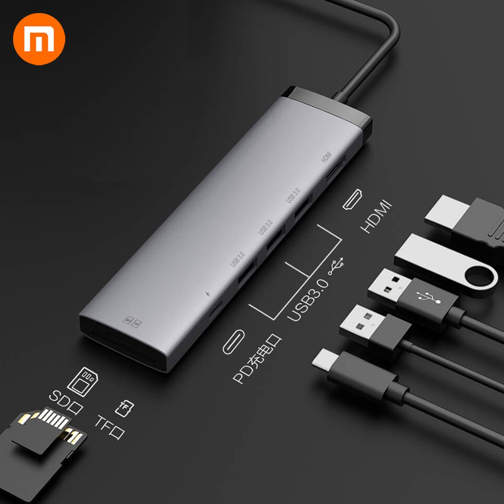 Hub Chuyển Đổi Xiaomi Usb-C 7 Trong 1 Với Màn Hình Hiển Thị HD Cổng Usb 3.0