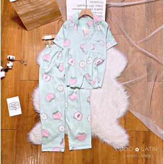Đồ bộ ngủ nữ pijama lụa latin tay ngắn quần dài