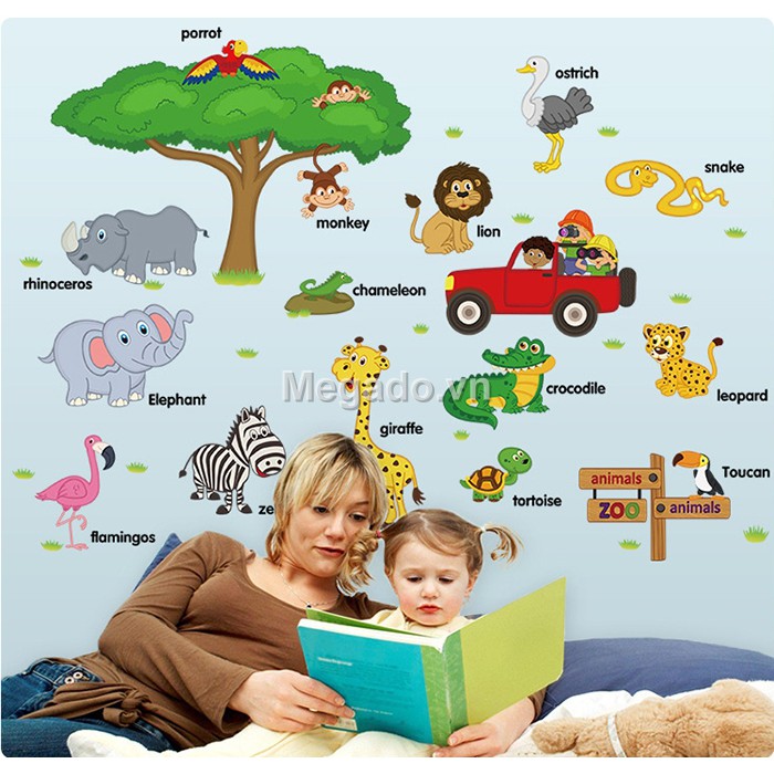 Decal vườn thú vui vẻ B187