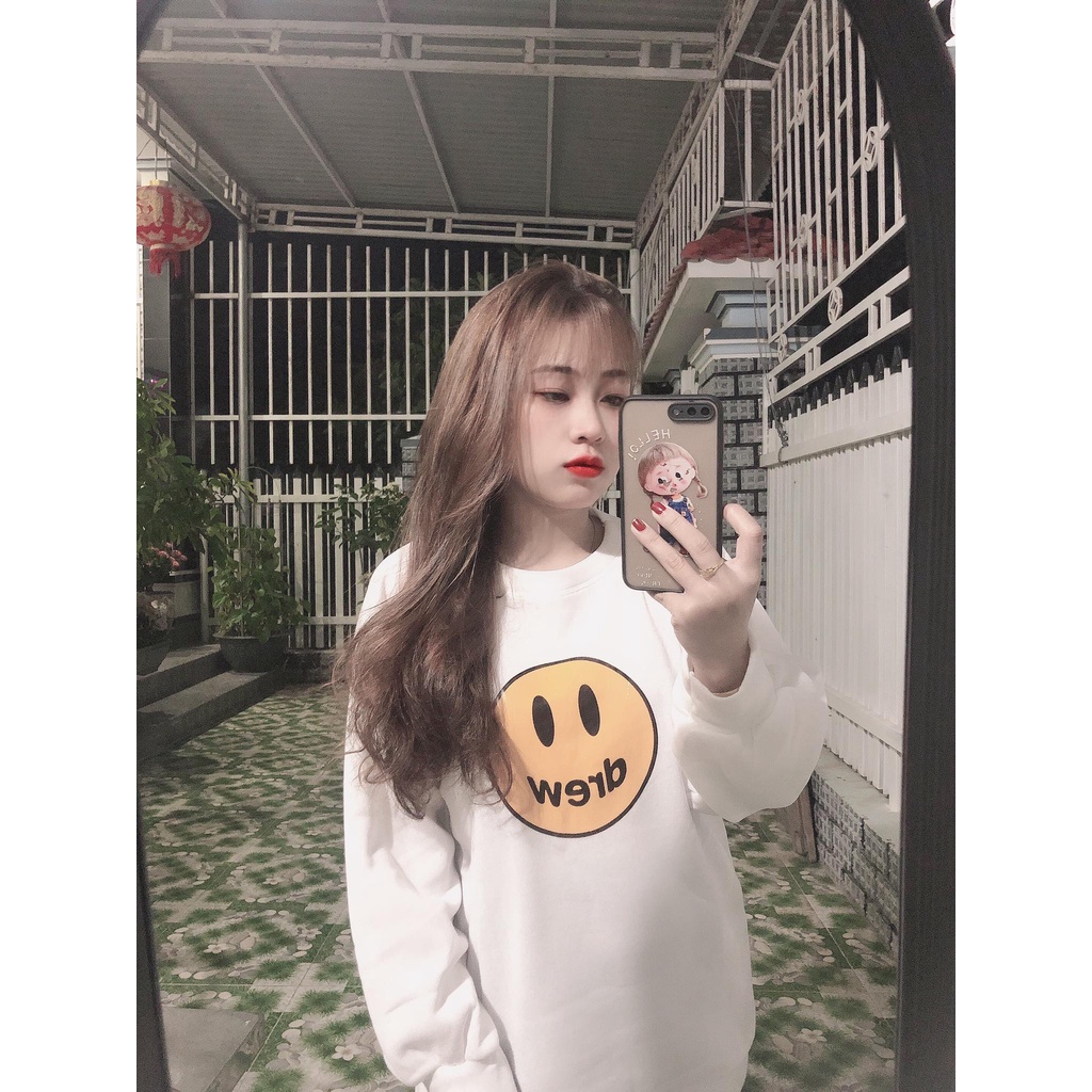 Áo nỉ nam nữ Drew mặt cười sweater 2 màu đen trắng