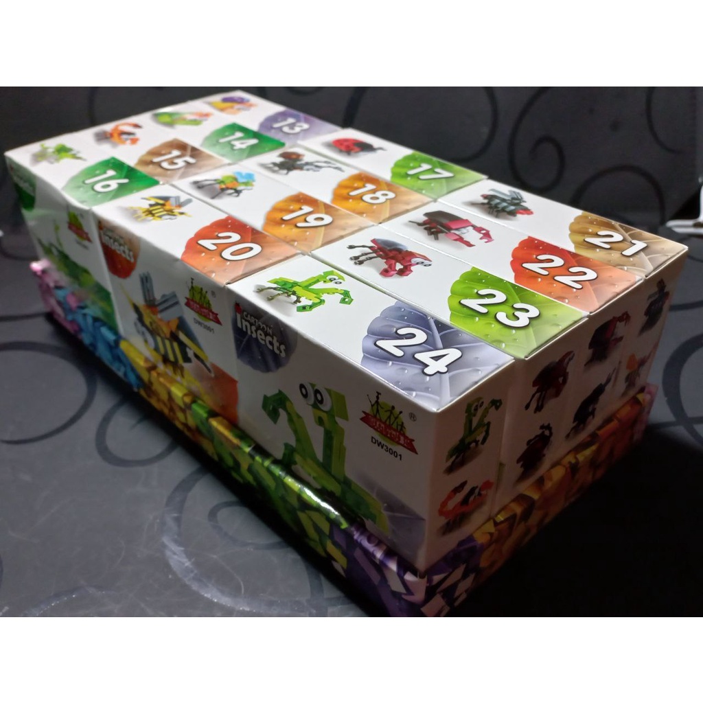 Bộ Xếp Hình Mini Con Côn Trùng, Lắp Ráp Thế Giới Động Vật, Bộ 24 Mẫu 20+PCS 07024