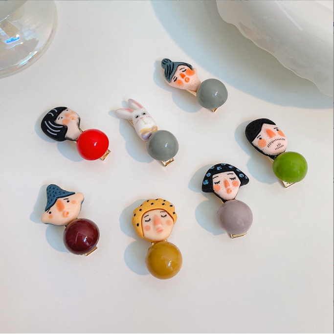 Kẹp tóc Hàn Quốc họa tiết búp bê xinh xắn HOT TREND cho nữ