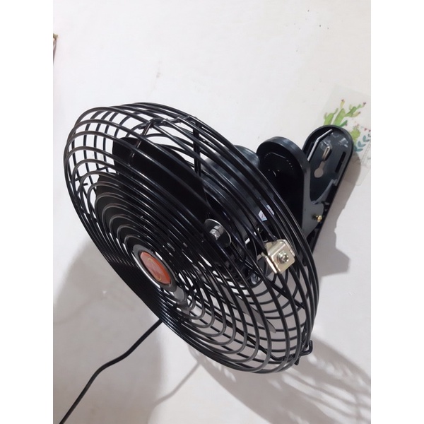 Quạt Kẹp Lồng Sắt Cánh Sắt Đường Kính 22cm 12V-24v Cho Ô Tô Xe Hơi Màu Đen