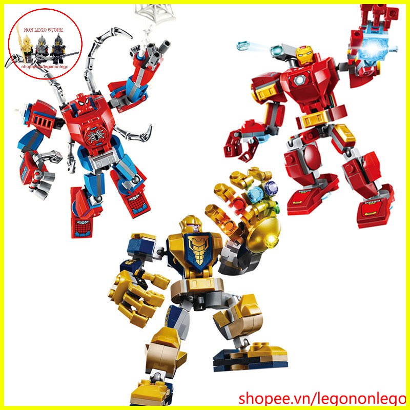 Xếp hình Non Lego bộ lắp ráp Robot cỗ máy chiến đấu cho minifigure Iron Man SpiderMan Thanos KSZ1003 KSZ1004 KSZ1005