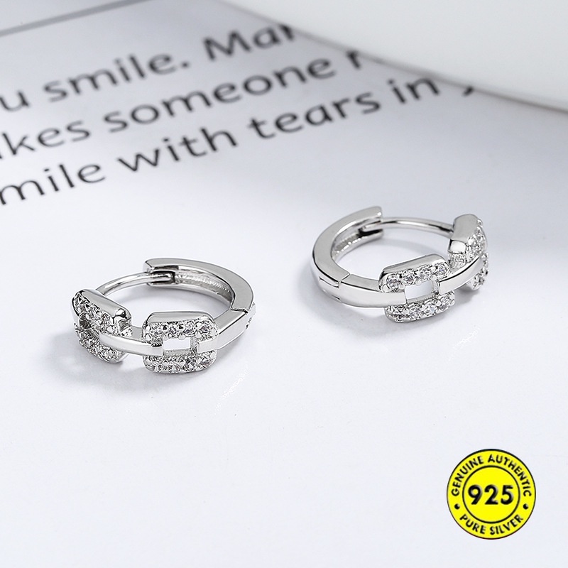 Bông Tai Hình Học Đính Đá Kim Cương Đơn Giản Dễ Phối Đồ Không Cần Cởi Chống Nước Chống Dị Ứng