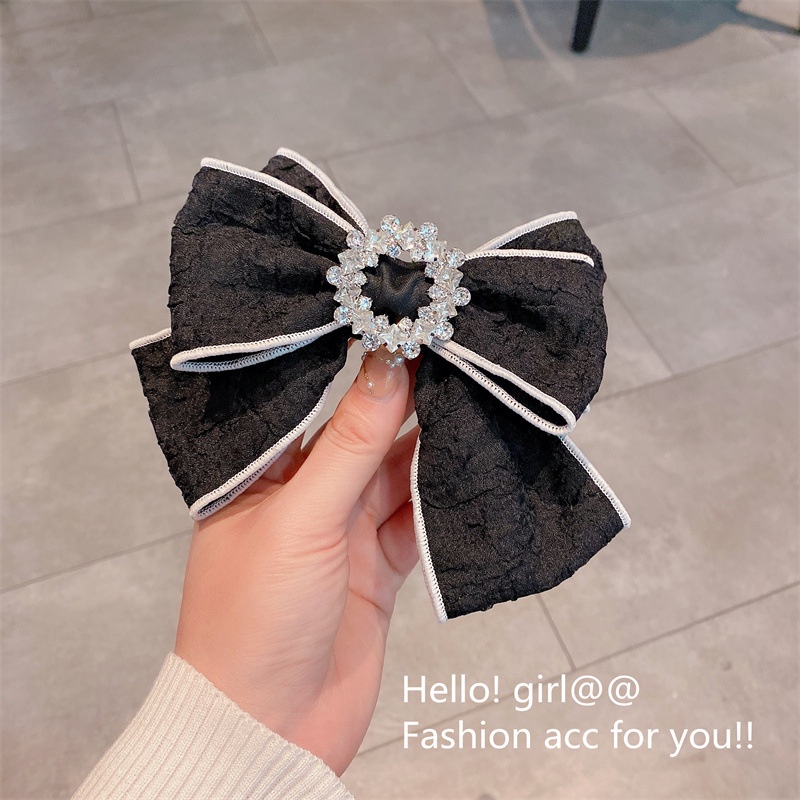 Dây Cột Tóc Nơ Vải Khóa Đính Đá Cao Cấp Kiểu Âu Mỹ Sang Trọng