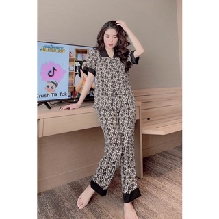 Bộ đồ Pijama lụa Tay Ngắn - Bộ lụa cộc  cao cấp [hàng chuẩn kèm Video+ảnh thật]