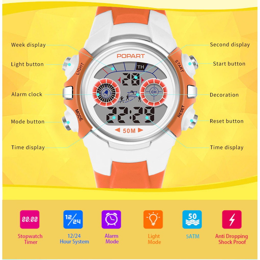 Đồng Hồ Điện Tử Đeo Tay Trẻ Em Chống Nước Popart | BigBuy360 - bigbuy360.vn