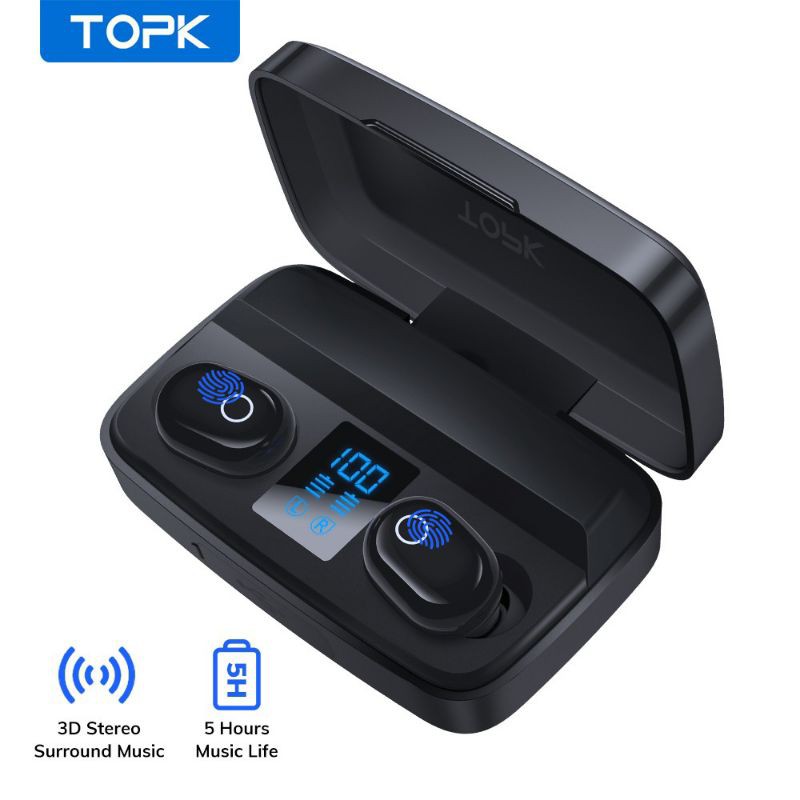 Tai nghe bluetooth không dây TOPK T10 TWS có micro âm thanh sống động chất lượng cao
