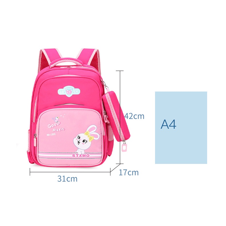 Balo cho bé trai gái cấp 1, 2 y hình, cặp sách học sinh tiểu học chống thấm nước có túi đựng bút cho trẻ lớp 2 đến lớp 7