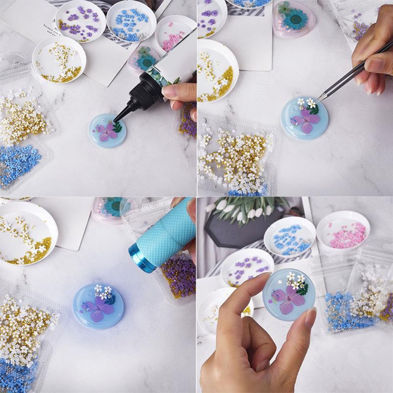 Hộp Hạt Charm Hình Bông Hoa Năm Cánh Màu Sắc Hỗn Hợp Đính Móng Tay 6 Kích Thước Màu Vàng Bạc/Bạc Cho Móng Acrylic