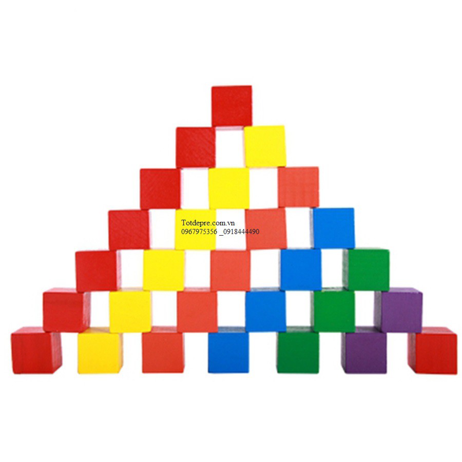 100 cube màu 2cm - 2.5cm- Hạt gỗ lập phương màu sắc đồ chơi gỗ giáo dục