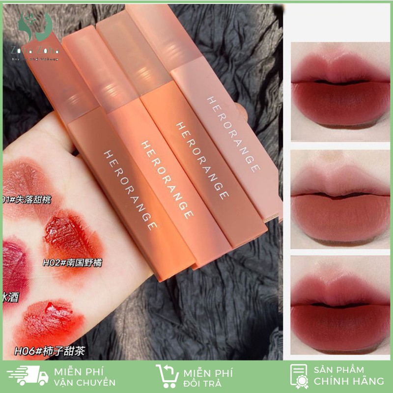 Son kem lì HERORANGE lâu trôi mịn lì mềm môi căng mọng Nude Colordiary hot trend ZOHA