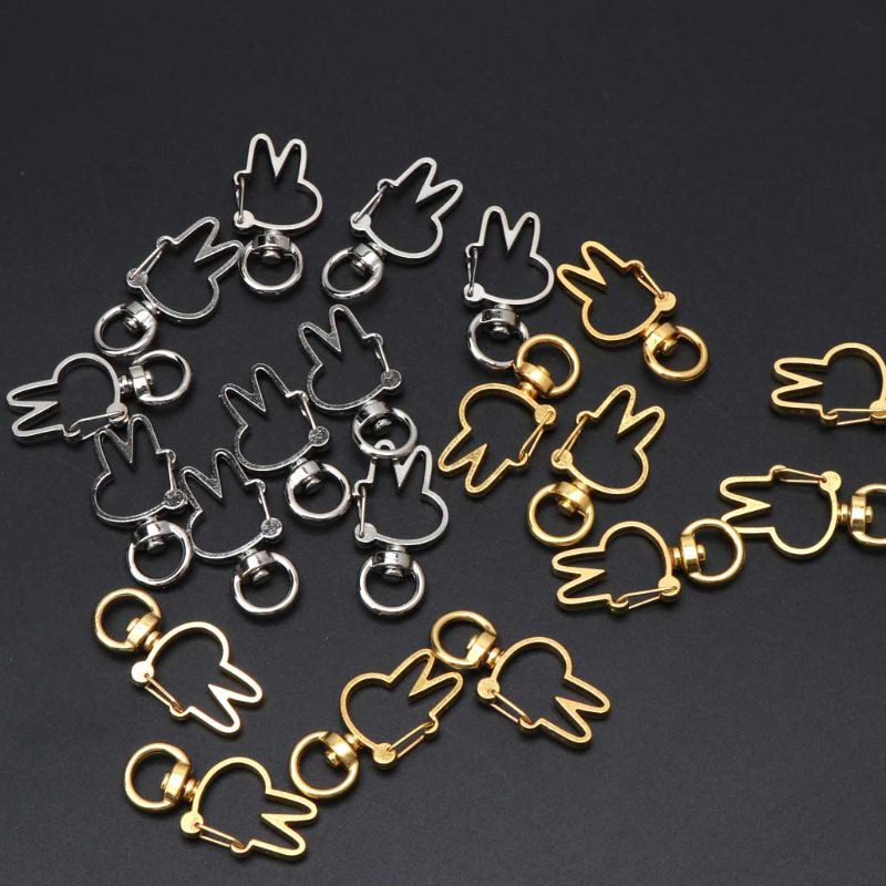 Set 10 phụ kiện móc khóa thủ công hình thỏ bằng kim loại