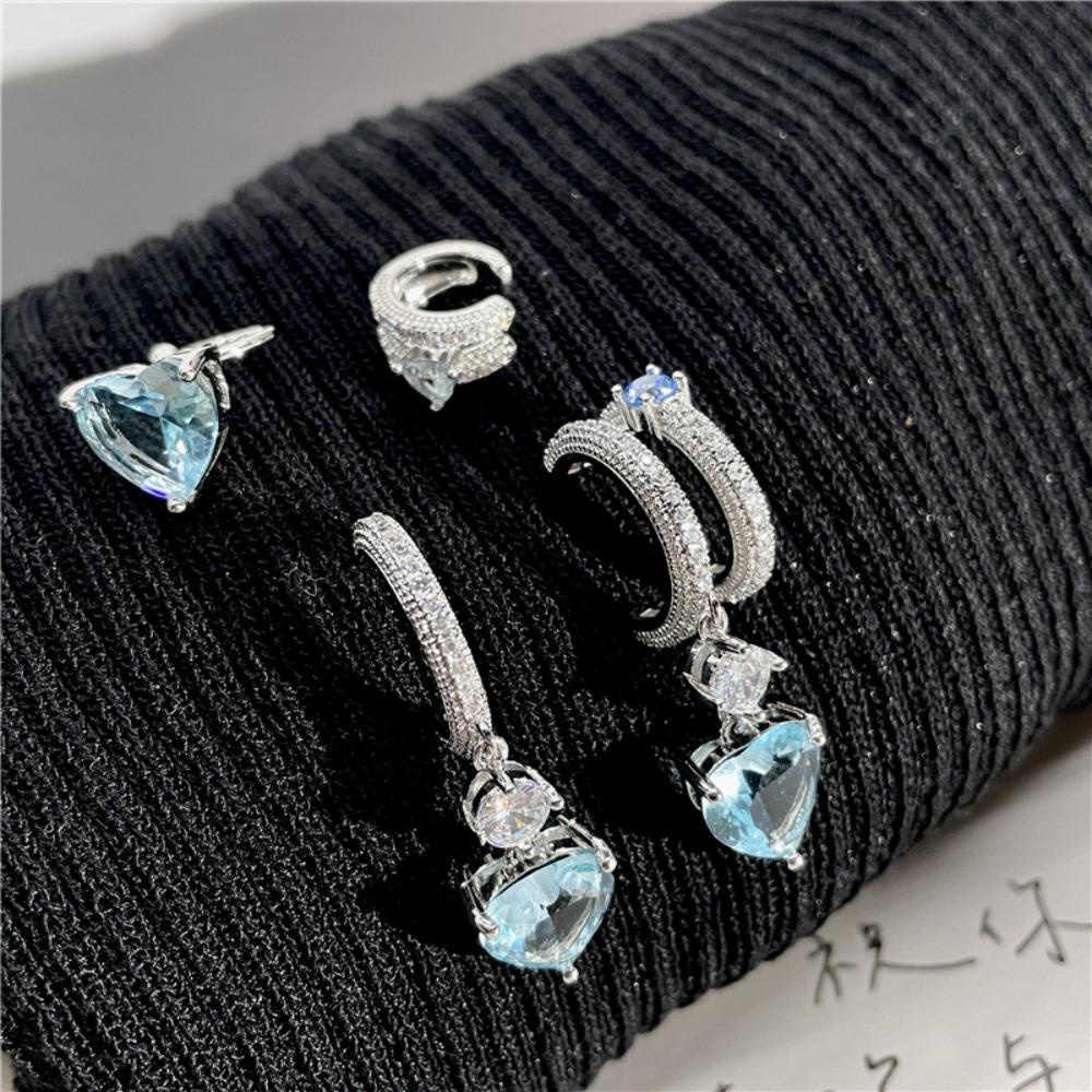 Bông Tai DWAYNE Thiết Kế Bất Đối Xứng Phong Cách Vintage Thanh Lịch|Khuyên Tai Dạng Kẹp Hình Trái Tim