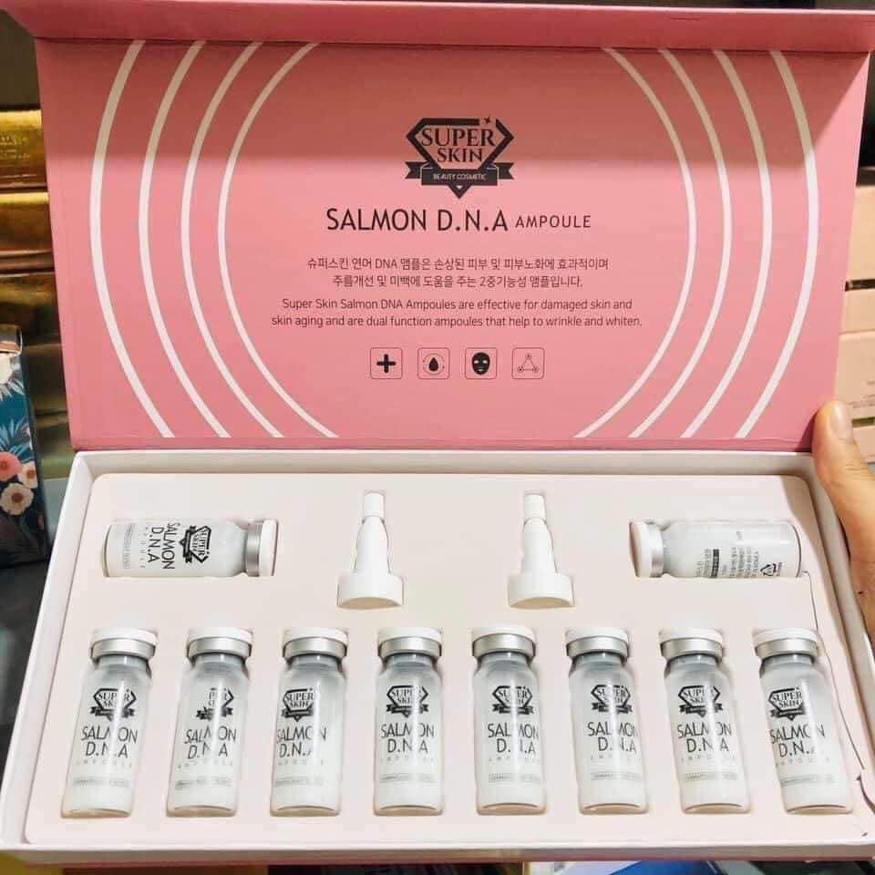 Tế Bào Gốc Cá Hồi SUPER SKIN SALMON DNA Chính Hãng - HỘP 10 lọ HSD 2025